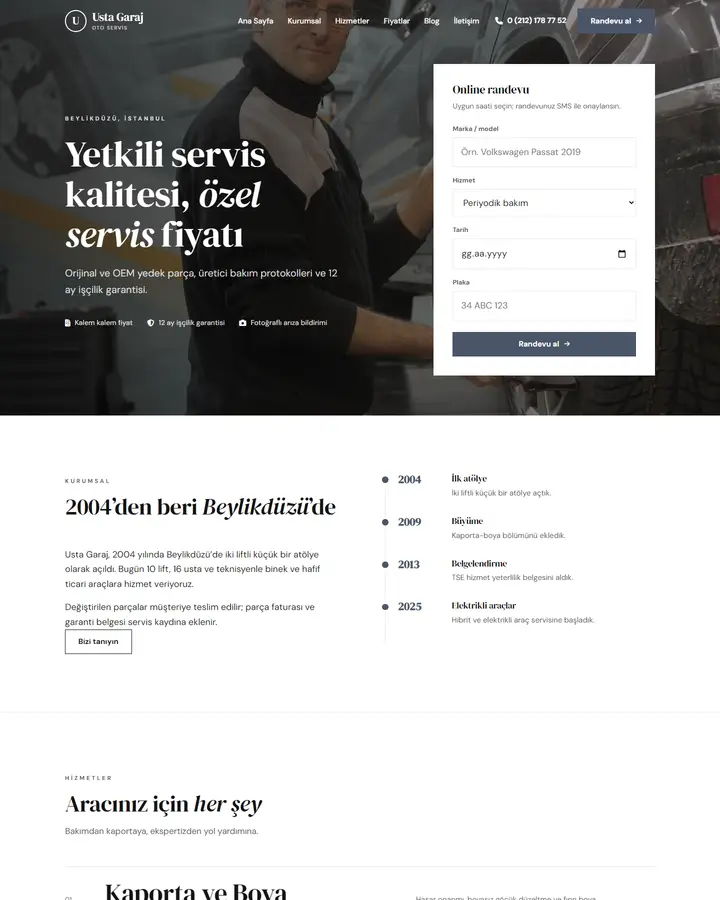 Tema 01 – Klasik Kurumsal tasarım önizlemesi